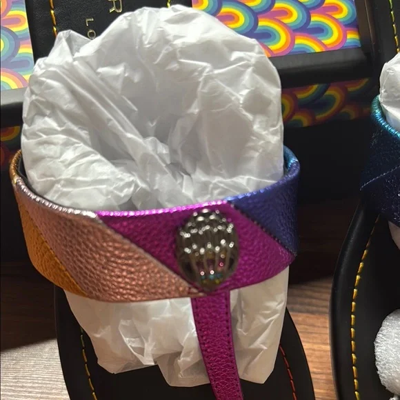 Kurt Geiger Purple and Pink Sandals with Fluffy Fur - Picture 3 of 5